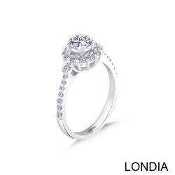 0.90 ct Londia Mira Diamond Halo Engagement Ring / F Gia Certified / 1126261 - 2