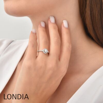 0.90 ct Londia Mira Diamond Halo Engagement Ring / F Gia Certified / 1126261 - 3