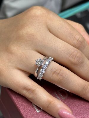 Londia Elegant 1 ct. Half Eternity Natural Diamond Ring / Wedding Ring / Dainty Ring 1133556 - 2