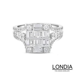 1 ct. Natural Diamond Engagement Ring / Baguette Diamond Ring / 14k Solid Gold Baguette Diamond Ring / Illusion Setting Baguette Diamond Unique Ring - 