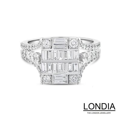 1 ct. Natural Diamond Engagement Ring / Baguette Diamond Ring / 14k Solid Gold Baguette Diamond Ring / Illusion Setting Baguette Diamond Unique Ring - 1