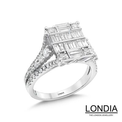 1 ct. Natural Diamond Engagement Ring / Baguette Diamond Ring / 14k Solid Gold Baguette Diamond Ring / Illusion Setting Baguette Diamond Unique Ring - 2