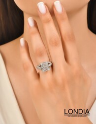 1 ct. Natural Diamond Engagement Ring / Baguette Diamond Ring / 14k Solid Gold Baguette Diamond Ring / Illusion Setting Baguette Diamond Unique Ring - 3