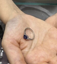 1 karat Natürlicher Saphir und 0.06 karat Diamant Verlobungsring / Designer Ring / 1134158 - 4
