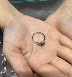 1 karat Natürlicher Saphir und 0.06 karat Diamant Verlobungsring / Designer Ring / 1134158 - 5