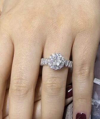 1.00 ct. Londia Natural Diamond Magic Cluster Engagement Ring / F Rare White / 1139320 - 1