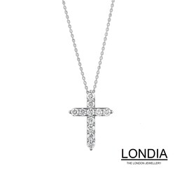 1.10 Karat Londia Natürliche Diamant Kreuz Halskette / 1117823 - 1