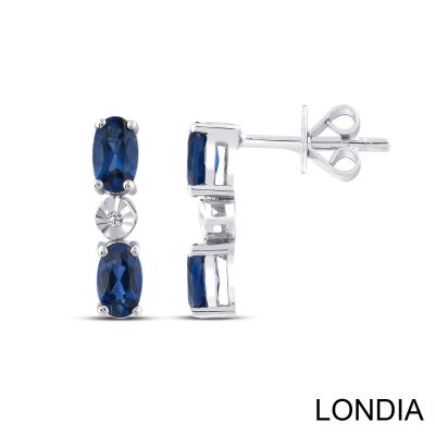 1.10 ct Natural Sapphire and 0.01 ct Natural Diamond Earring / 1126593 - 1