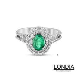 1.25 ct Oval Cut Emerald and 0.52 ct Diamond Engagement Ring / 1119815 - 