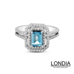 1.35 ct London Topaz and 0.46ct Diamond Engagement Rings - 