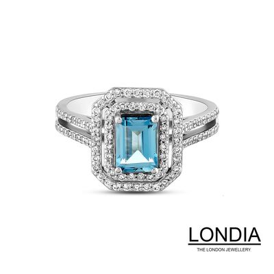 1.35 ct London Topaz and 0.46 ct Diamond Engagement Ring / 1119669 - 1