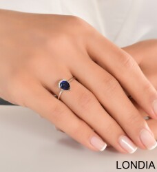 Londia Moon Model 1.50 ct Diff. Sapphire and 0.04 ct Diamond Engagement Ring / 1113617 - 3
