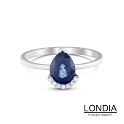 Londia Moon Model 1.50 ct Diff. Sapphire and 0.04 ct Diamond Engagement Ring / 1113617 - 