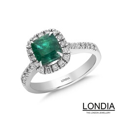 1.74 ct Emerald and 0.39 ct Diamond Engagement Rings - 2