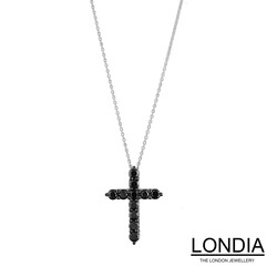 1.80 Karat Londia Natürliche Schwarze Diamant Kreuz Halskette / 1116719 - 2