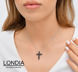 1.80 ct Londia Natural Black Diamond Cross Necklace / 1116719 - 3
