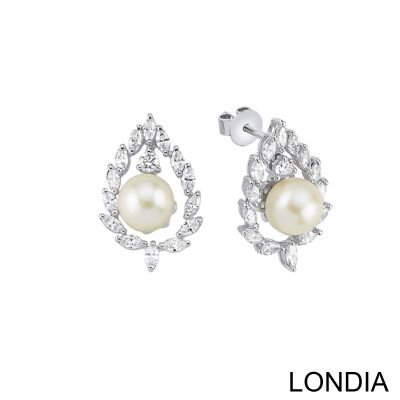 South Sea Pearl and 1.50 ct Marquise Cut Diamond Earring / 1121482 - 1