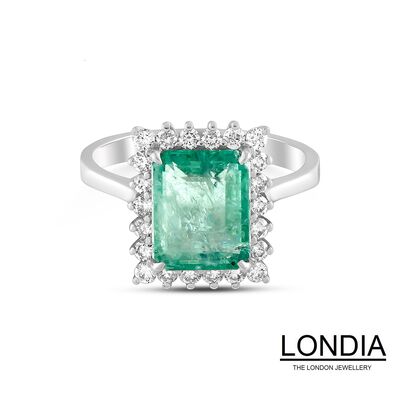 3.00 ct Natural Emerald and 0.48 ct Diamond Engagement Ring / 1119651 - 1