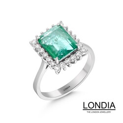 3.00 ct Natural Emerald and 0.48 ct Diamond Engagement Ring / 1119651 - 2