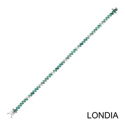 5.70 ct Marquise Cut Emerald and 1.00 ct Marquise Cut Diamond Bracelet / 1116433 - 4
