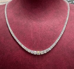 9.59 ct F Rare White Gia Certificated / Graduated Diamond Necklace / 18K Gold Diamond Necklace / 1132829 - 