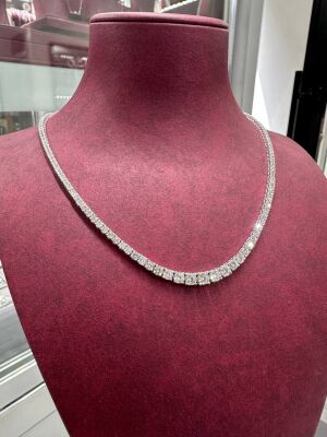 9.59 ct F Rare White Gia Certificated / Graduated Diamond Necklace / 18K Gold Diamond Necklace / 1132829 - 3