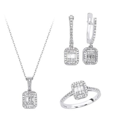 Baguette Diamond Gold Wedding Set DS1126414 - 1