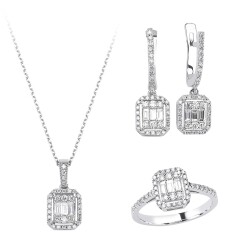 Baguette Diamond Gold Wedding Set DS1126418 - 