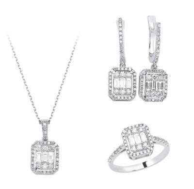 Baguette Diamond Gold Wedding Set DS1132998 - 1