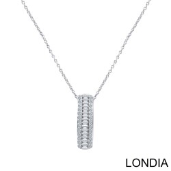 0.53 ct Baguette Diamond Necklace / 14K Gold Baguette and Round Cut Diamond Pendant / Design Baguette Necklace 1128985 - 