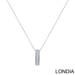 0.53 ct Baguette Diamond Necklace / 14K Gold Baguette and Round Cut Diamond Pendant / Design Baguette Necklace 1128985 - 2