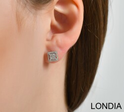 0.55 ct Brillant Earring / Diamond Stud Earring / Unique Princess and Round Cut Diamond Earrings / 18K Gold / Diamond Earrings / Gift for Woman 1129040 - 3