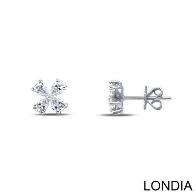 0.50 ct Clover Earring / Diamond Stud Earring / Unique Pear Cut Diamond Earring /18k Gold / Brillant Earring / For Woman Gift 1128628 - 1