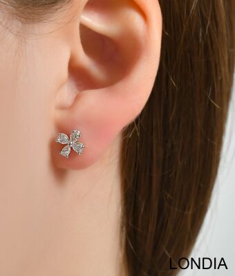 0.50 ct Clover Earring / Diamond Stud Earring / Unique Pear Cut Diamond Earring /18k Gold / Brillant Earring / For Woman Gift 1128628 - 3
