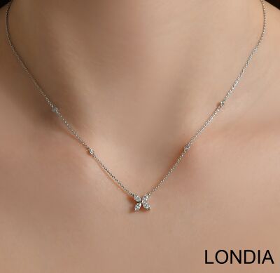 0.53 ct Londia Clover Necklace Natural Marquise Cut Diamond Necklace / 1128800 - 2