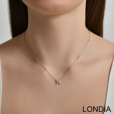 0.53 ct Londia Clover Necklace Natural Marquise Cut Diamond Necklace / 1128800 - 3