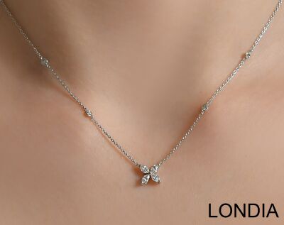 0.53 ct Londia Clover Necklace Natural Marquise Cut Diamond Necklace / 1128800 - 1