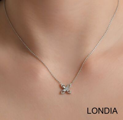 0.20 ct. Londia Clover Necklace / Marquise and Round Cut Diamond Necklace / 1128794 - 3