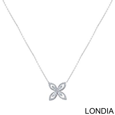 0.20 ct. Londia Clover Necklace / Marquise and Round Cut Diamond Necklace / 1128794 - 2