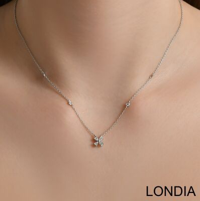 0.36 ct Londia Clover Necklace With Natural Pear Cut Diamond Necklace / 1128627 - 3