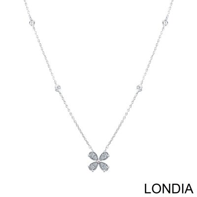 0.20 ct Londia Clover Necklace / Natural Round Cut Diamond Necklace / 1128624 - 2