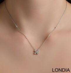 0.20 ct Londia Clover Necklace / Natural Round Cut Diamond Necklace / 1128624 - 3