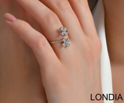 0.19 ct Clover Ring/ Unique Round Cut Diamond Ring / 18K Gold / Diamond Ring / For Woman Gift /Fashion Ring /1128618 - 3