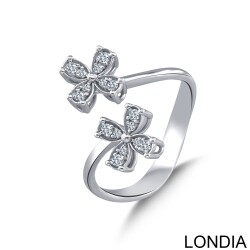 0.19 ct Clover Ring/ Unique Round Cut Diamond Ring / 18K Gold / Diamond Ring / For Woman Gift /Fashion Ring /1128618 - 