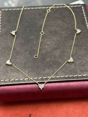 Diamant Herz Halskette / (0.80 karat ) Design Diamant Herz Halskette / Einzigartige Halskette / 1134573 - 1