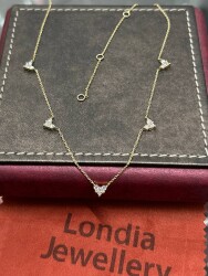 Diamant Herz Halskette / (0.80 karat ) Design Diamant Herz Halskette / Einzigartige Halskette / 1134573 - 2