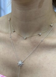 Diamant Herz Halskette / (0.80 karat ) Design Diamant Herz Halskette / Einzigartige Halskette / 1134573 - 3