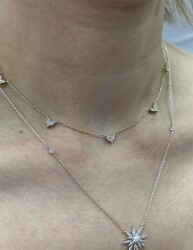 Diamant Herz Halskette / (0.80 karat ) Design Diamant Herz Halskette / Einzigartige Halskette / 1134573 - 4