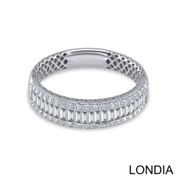 0.80 ct Diamond Baguette Ring / 14K Solid Gold / Genuine Diamond Ring / Wedding Ring /Brillant Ring /Half Eternity Wedding Band 1128983 - 2