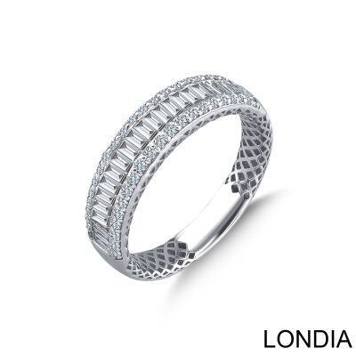 0.80 ct Diamond Baguette Ring / 14K Solid Gold / Genuine Diamond Ring / Wedding Ring /Brillant Ring /Half Eternity Wedding Band 1128983 - 1